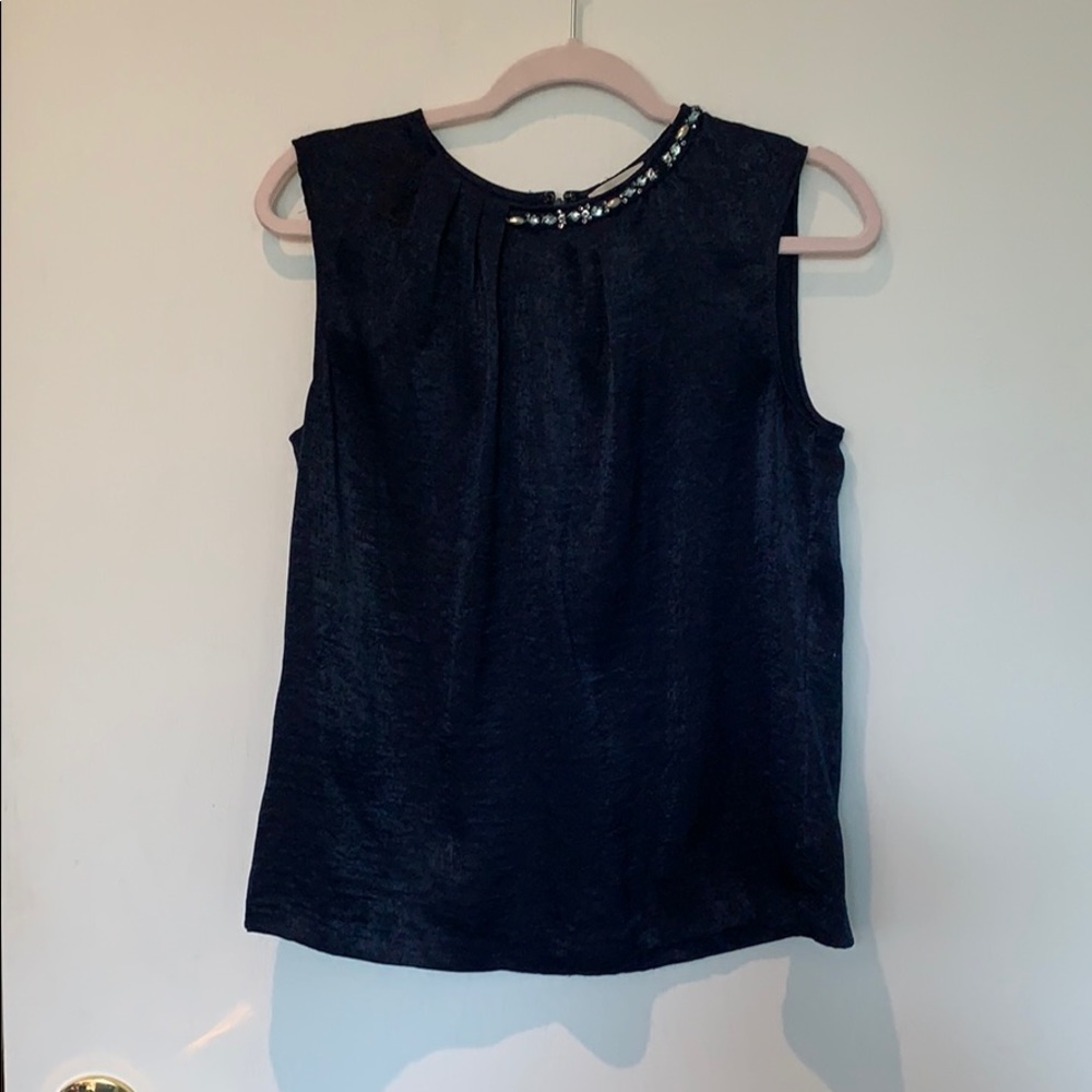 Navy sleeveless blouse